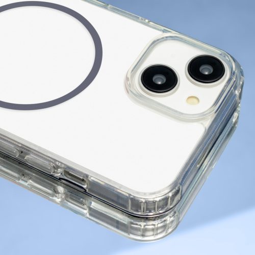 iPhone 13 (6.1") szilikon tok, átlátszó, 1,5mm, szürke, Anti Shock Thin Mag