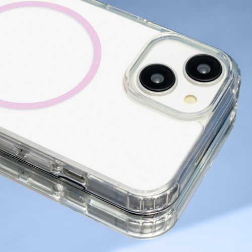 iPhone 16e / SE4 2025 (6.1") szilikon tok, átlátszó, 1,5mm, rózsaszín, Anti Shock Thin Mag