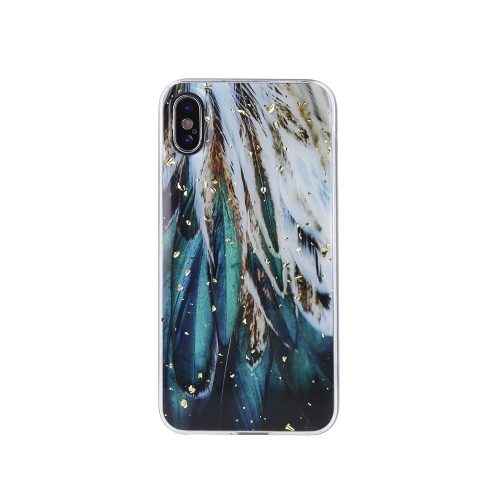 Gold Glam iPhone 7 / 8 / SE 2020 / SE 2022 (4,7") "feathers" mintás kemény hátlap tok