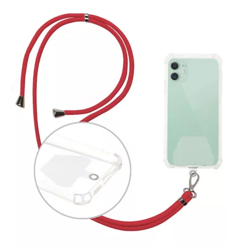 Univerzális telefontok nyakpánt, piros, 1,5m