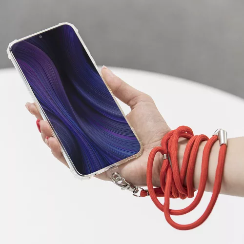 Univerzális telefontok nyakpánt, piros, 1,5m