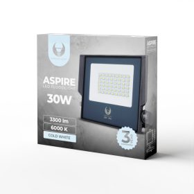   Led fényszóró, hideg fehér fény, 6000K, 3300lm, 30W, IP66, Forever Light Aspire