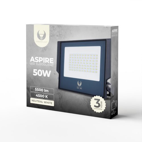 Led fényszóró, természetes fehér fény, 4500K, 5500lm, 50W, IP66, Forever Light Aspire