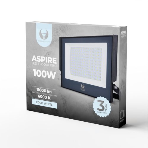 Led fényszóró, hideg fehér fény, 6000K, 11000lm, 100W, IP66, Forever Light Aspire