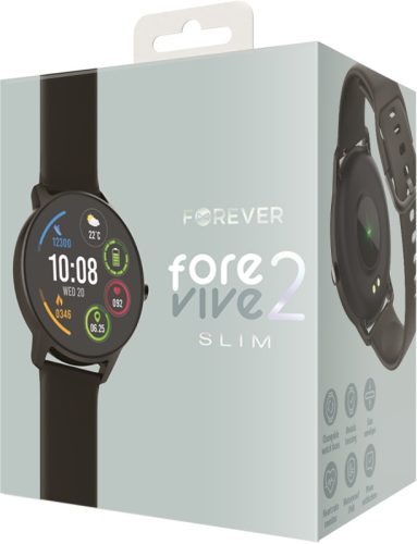 Forever ForeVive 2 Slim SB-325 fekete okosóra / aktivitásmérő (szilikon szíj + fém szíj)