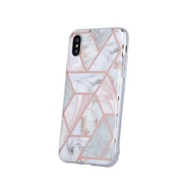   Samsung Galaxy A03s hátlap tok, TPU tok, márvány mintás, pink, SM-A037, Geometric Marmur