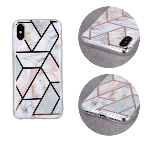 Samsung Galaxy A03s hátlap tok, TPU tok, márvány mintás, pink, SM-A037, Geometric Marmur