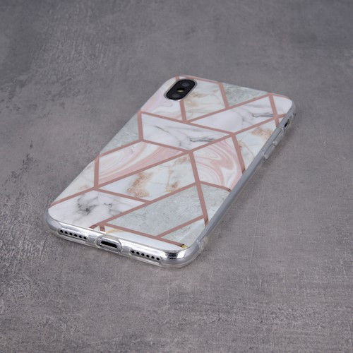 Samsung Galaxy A03s hátlap tok, TPU tok, márvány mintás, pink, SM-A037, Geometric Marmur