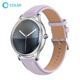   Colmi L28 okosóra szilikon + bőr szíjjal, 1,32" AMOLED kijelző, bluetooth hívás, IP67 vízállóság, ezüst / lila