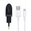 Hálózati töltőfej 1x USB + iPhone 8pin adatkábel, fehér, 1A / 5W, Forcell