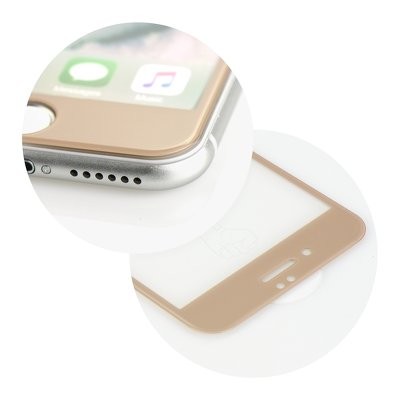 iPhone 6 / 6S (4,7") előlapi üvegfólia, edzett, hajlított, arany keret, 5D Full Glue