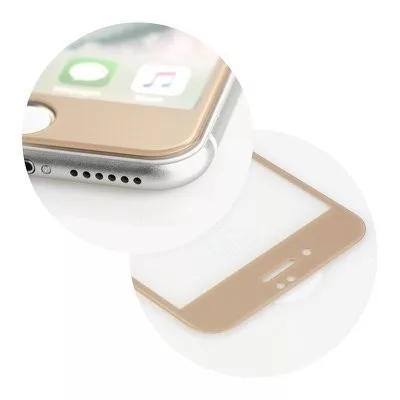 iPhone 6 / 6S (4,7") előlapi üvegfólia, edzett, hajlított, arany keret, 5D Full Glue