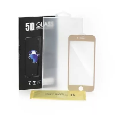 iPhone 6 / 6S (4,7") előlapi üvegfólia, edzett, hajlított, arany keret, 5D Full Glue