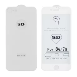   Full glue iPhone 8 Plus (5,5") fehér hajlított 5D előlapi + hátlapi üvegfólia