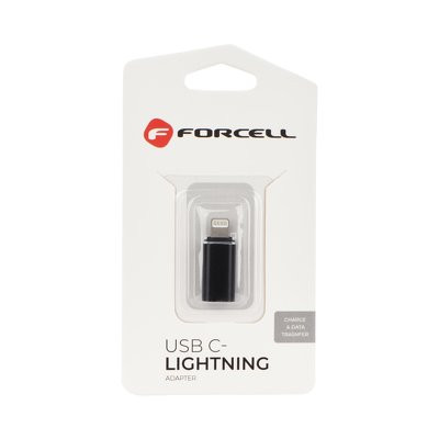 Forcell Type-C - iPhone 8pin adapter fekete