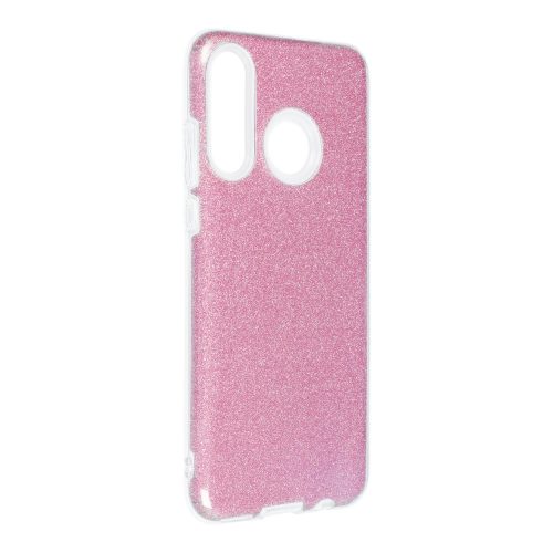 Huawei P30 Lite szilikon tok, csillámos, hátlap tok, pink