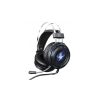 Gamer fejhallgató mikrofonnal, USB-A csatlakozóval, fekete, kék fény, Rebeltec Thore 7.1