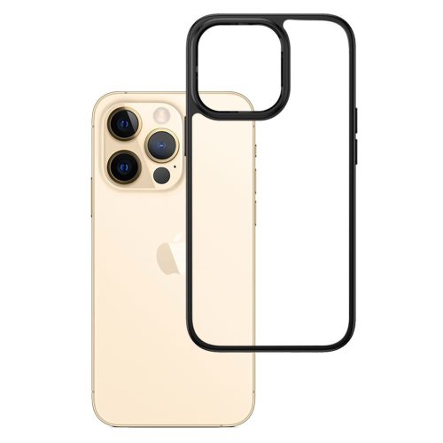 iPhone 11 Pro (5,8") ütésálló hátlap tok, TPU, átlátszó, fekete keretes, 3MK Satin Armor Case