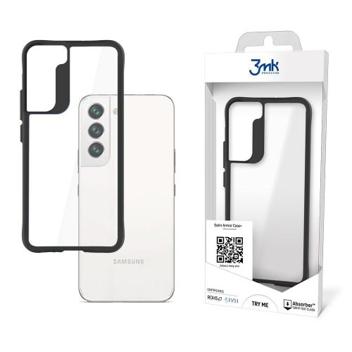 iPhone 13 Pro Max (6.7") ütésálló hátlap tok, TPU, átlátszó, fekete keretes, 3MK Satin Armor Case+