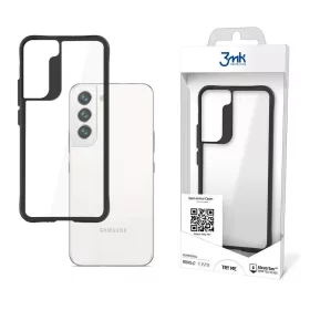   Samsung Galaxy S21FE  ütésálló hátlap tok, TPU, átlátszó, fekete keretes, SM-G990 3MK Satin Armor Case+