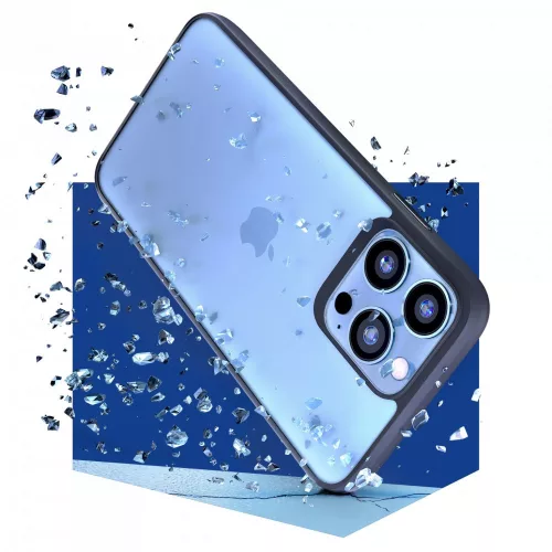 Samsung Galaxy S21FE  ütésálló hátlap tok, TPU, átlátszó, fekete keretes, SM-G990 3MK Satin Armor Case+