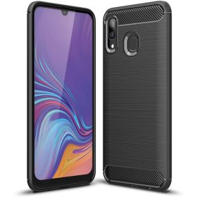   Samsung Galaxy A40 szilikon tok, fekete, SM-A405, Carbon fiber