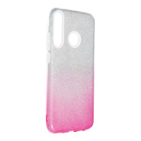   Huawei P40 Lite E / Y7P szilikon tok, csillámos, hátlap tok, pink-ezüst, Shining