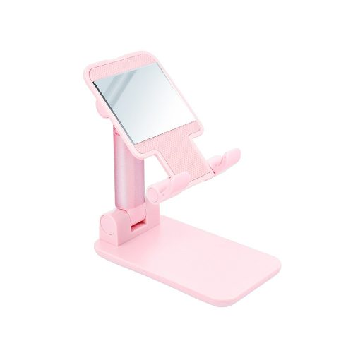 Összehajtható rózsaszín tükrös asztali telefon tartó
