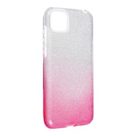   Huawei Y5P szilikon tok, csillámos, hátlap tok, pink-ezüst, Shining