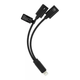   2in1 audio / HF adapter, iPhone 8pin - 2X iPhone 8pin, fekete