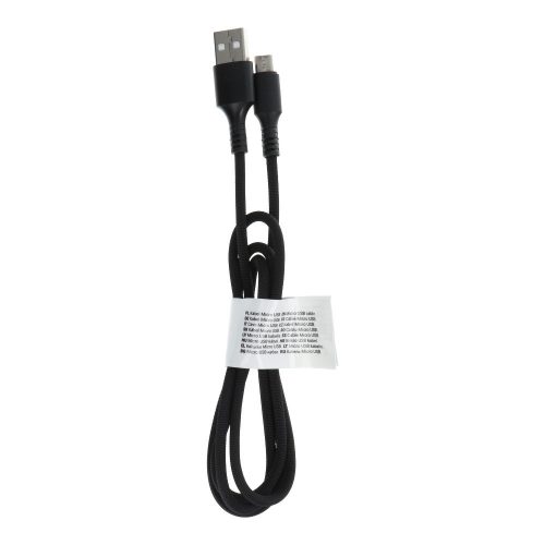 C281 Micro usb fekete szövettel bevont adatkábel 1m