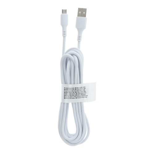 C281 micro usb fehér szövettel bevont adatkábel 3m