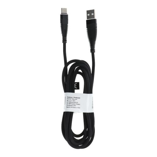 C281 Micro usb fekete szövettel bevont adatkábel 3m