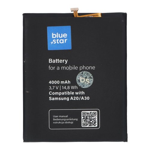 Samsung Galaxy A50/A20/A30/A30s akkumulátor, utángyártott, 4000mAh, EB-BA505ABU, SM-A505, SM-A205, SM-A305, BlueStar