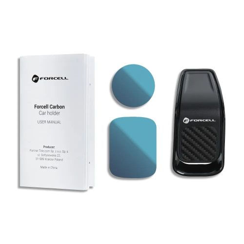 Szellőzőnyílásra helyezhető autós tartó, fekete, carbon mintás, Forcell Carbon B060