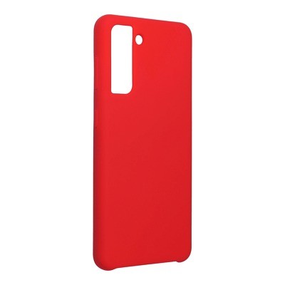 Forcell Silicone Samsung G991 Galaxy S21 5G piros Szilikon tok velúr belsővel