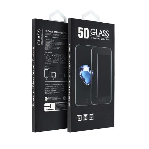 LG K22 előlapi üvegfólia, edzett, hajlított, fekete keret, 5D Full Glue