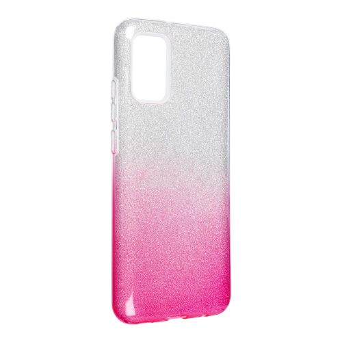 Samsung Galaxy A02S szilikon tok, csillámos, hátlap tok, SM-A025, pink-ezüst