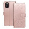 Samsung Galaxy A02s telefon tok, könyvtok, oldalra nyíló tok, mágnesesen záródó, rose gold, mandala, SM-A025, Forcell Mezzo