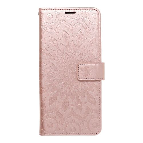 Samsung Galaxy A12 telefon tok, könyvtok, oldalra nyíló tok, mágnesesen záródó, rose gold, mandala, SM-A125, SM-A127, Forcell Mezzo