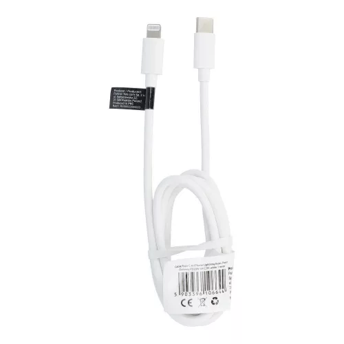 Type-C - iPhone 8pin gyorstöltő adatkábel, fehér, PD 27W / 3A, 1M, C291