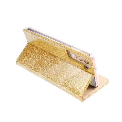 Samsung A025 Galaxy A22 4G arany csillámos mágneses könyvtok