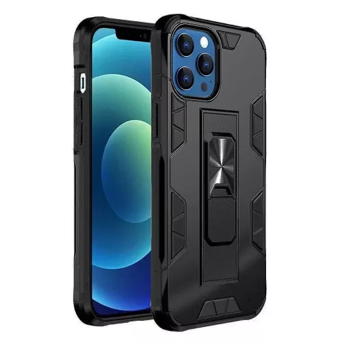 iPhone 13 mini (5,4") ütésálló hátlap tok, kitámasztható, fekete, Forcell Defender