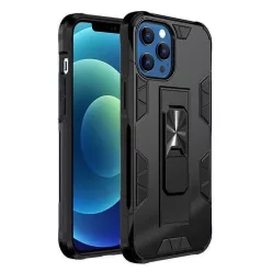   iPhone 13 Pro Max (6,7") ütésálló hátlap tok, kitámasztható, fekete, Forcell Defender