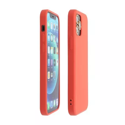 iPhone 13 Pro Max (6,7") szilikon tok, hátlap tok, korall-pink, matt, velúr belső, Forcell Silicone Lite