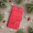 Samsung Galaxy A03s telefon tok, könyvtok, oldalra nyíló tok, mágnesesen záródó, piros Merry Christmas felirat, SM-A037, Forcell Mezzo