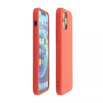 Samsung Galaxy S22 Ultra szilikon tok, hátlap tok, korall-pink, matt, velúr belső, SM-S908, Forcell Silicone Lite