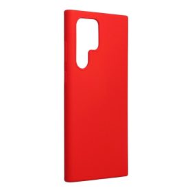   Samsung Galaxy S22 Plus szilikon tok, matt, velúr belső, kivágott, piros, SM-S906, Forcell Silicone
