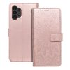 Samsung Galaxy A13 4G telefon tok, könyvtok, oldalra nyíló tok, mágnesesen záródó, rose gold, mandala, SM-A135, Forcell Mezzo