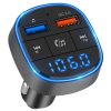 Bluetooth FM transmitter, 2xUSB / TF kártyaolvasó, QC3.0, LED kijelző, fekete, BC57